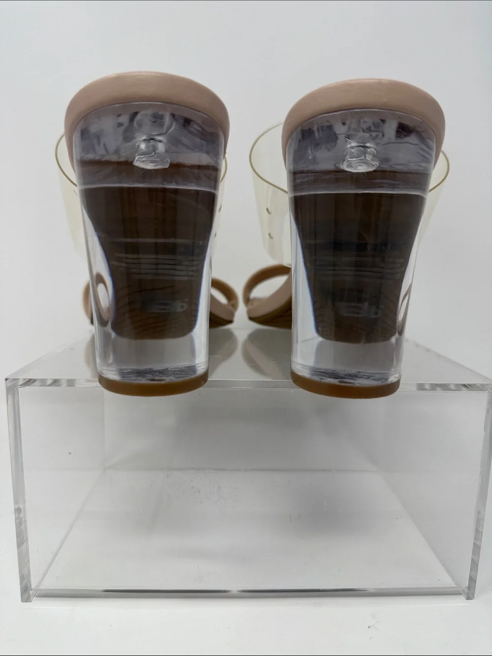 bp Blush Nude Clear-Strap Block Heel Sandals Size 8.5